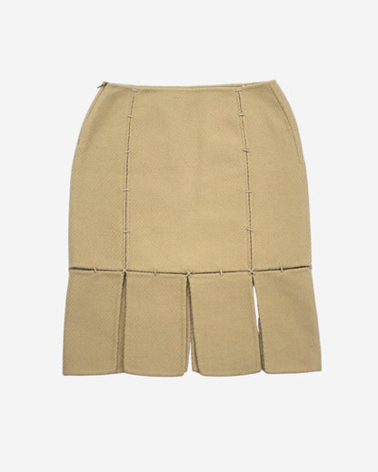 Vintage F/W 1998 Prada Beige Wool Panelled Skirt / IT 40 (XS-S)