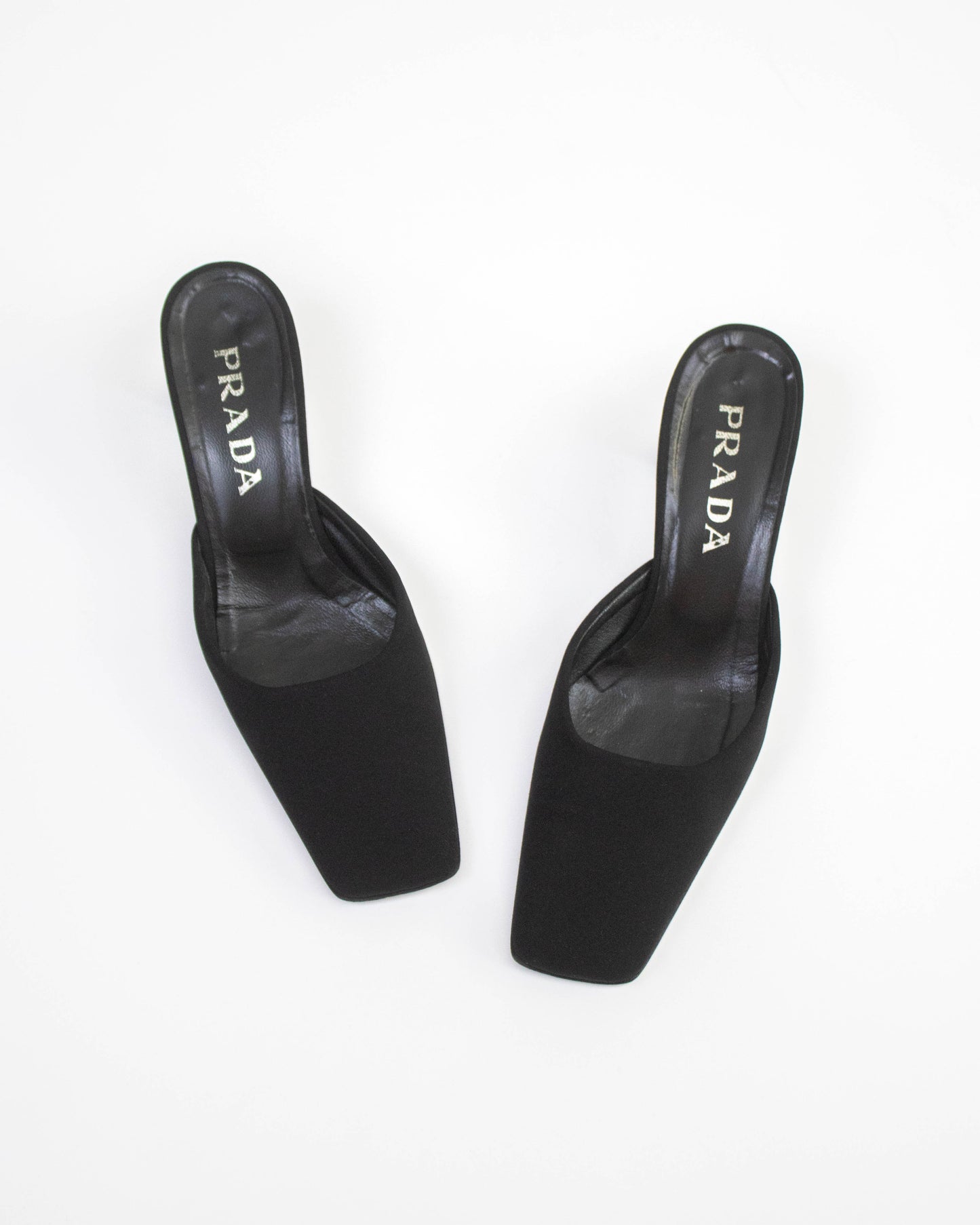 Vintage F/W 1998 Prada Black Minimalist Kitten Heel Mules / 37 (US 7)