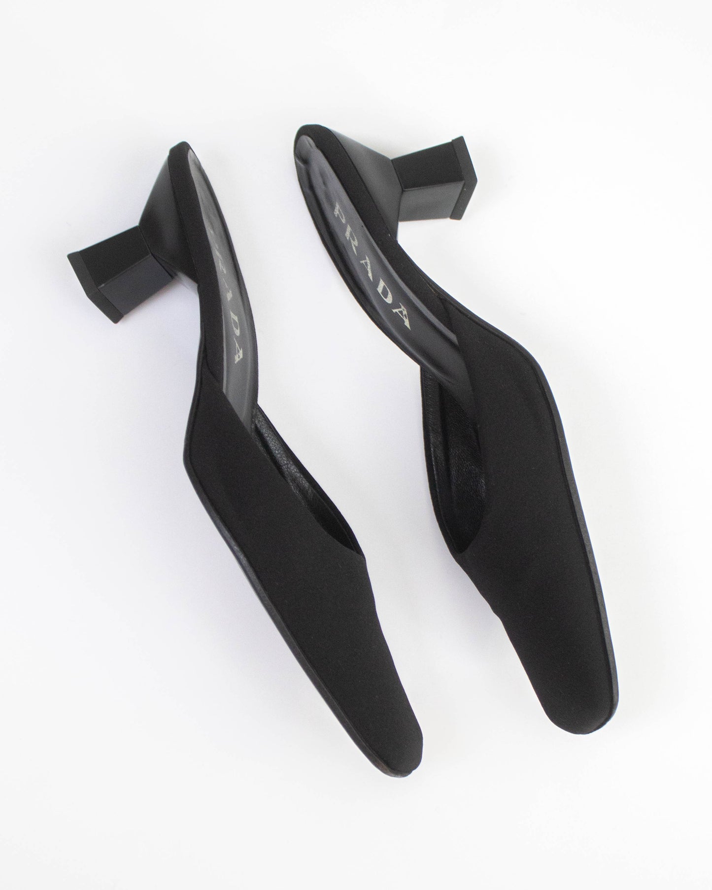 Vintage F/W 1998 Prada Black Minimalist Kitten Heel Mules / 37 (US 7)