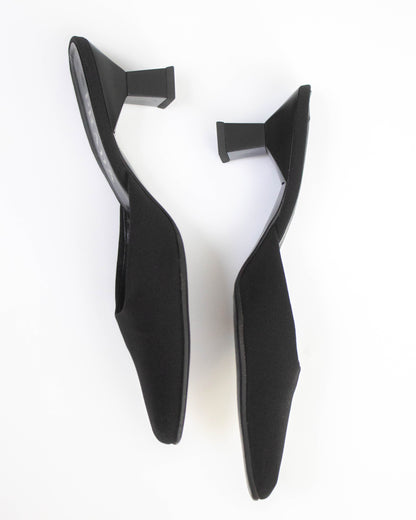 Vintage F/W 1998 Prada Black Minimalist Kitten Heel Mules / 37 (US 7)
