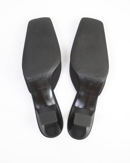 Vintage F/W 1998 Prada Black Minimalist Kitten Heel Mules / 37 (US 7)