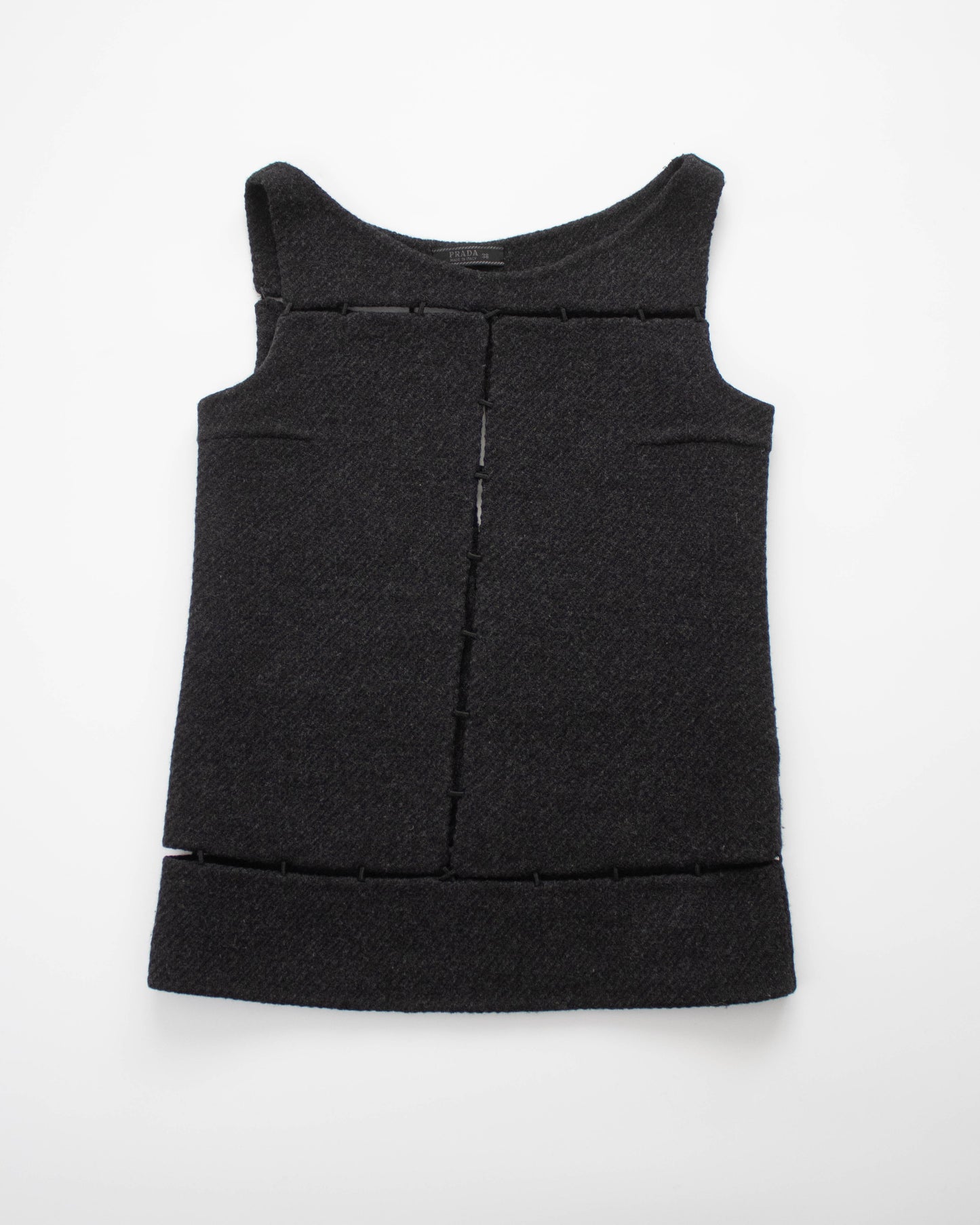 Vintage F/W 1998 Prada Grey Wool Panelled Skirt and Top Set / XS-S