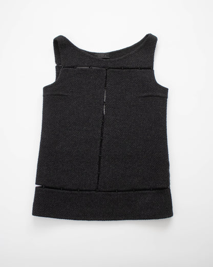 Vintage F/W 1998 Prada Grey Wool Panelled Skirt and Top Set / XS-S