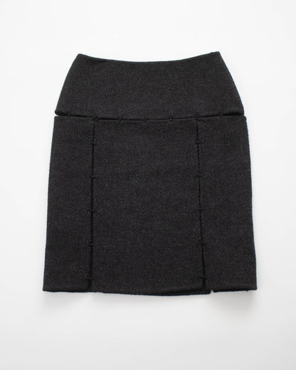 Vintage F/W 1998 Prada Grey Wool Panelled Skirt and Top Set / XS-S