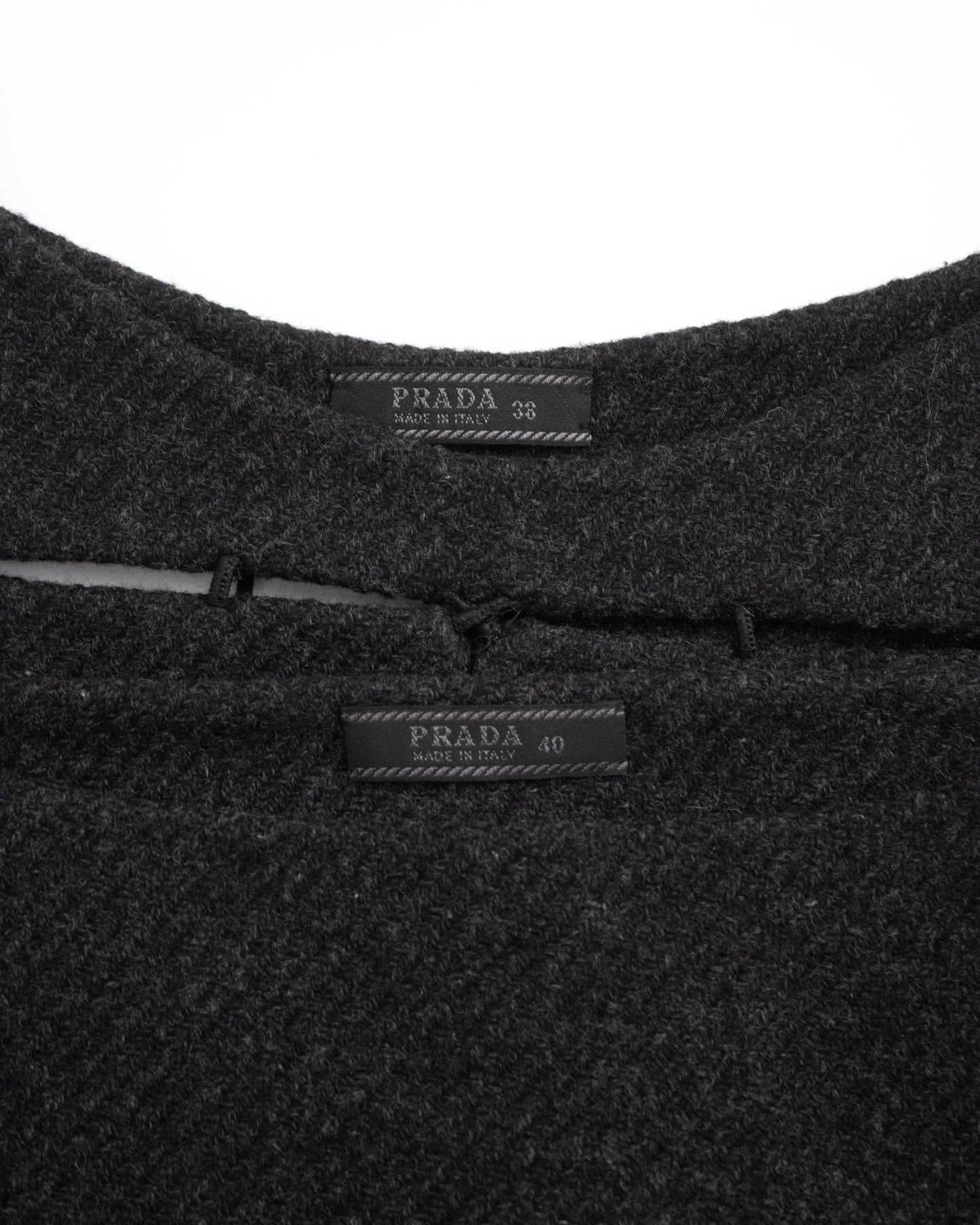 Vintage F/W 1998 Prada Grey Wool Panelled Skirt and Top Set / XS-S