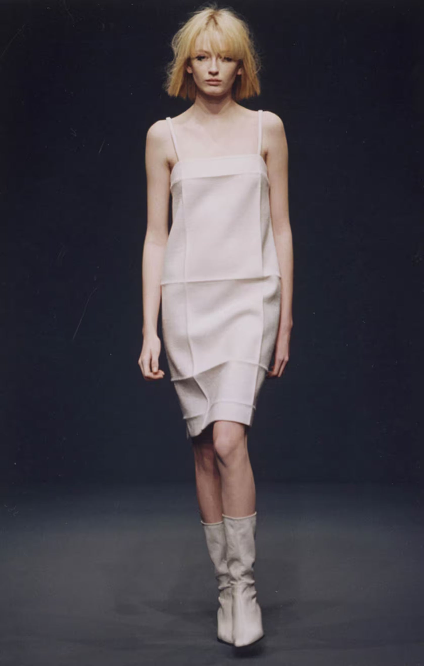Vintage F/W 1998 Prada Ivory Wool Nylon Creased Top And Skirt Set / IT 40 (XS-S)