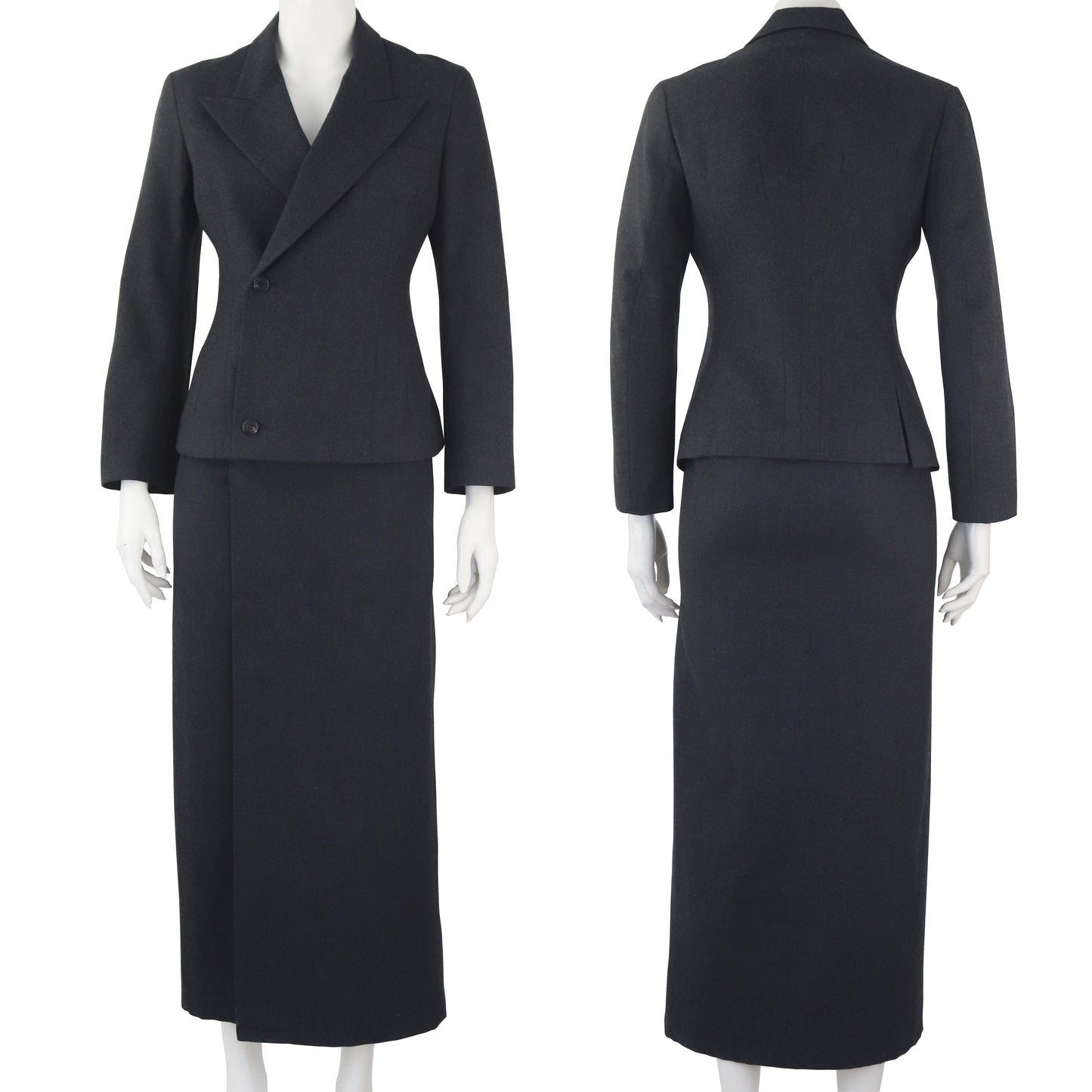 Vintage F/W 1998 Yohji Yamamoto Gray Wool Skirt Suit / XS