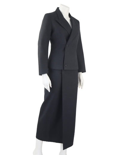 Vintage F/W 1998 Yohji Yamamoto Gray Wool Skirt Suit / XS