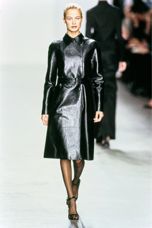 Vintage F/W 1999 Calvin Klein Collection Tan Leather Trench Coat / XS-S