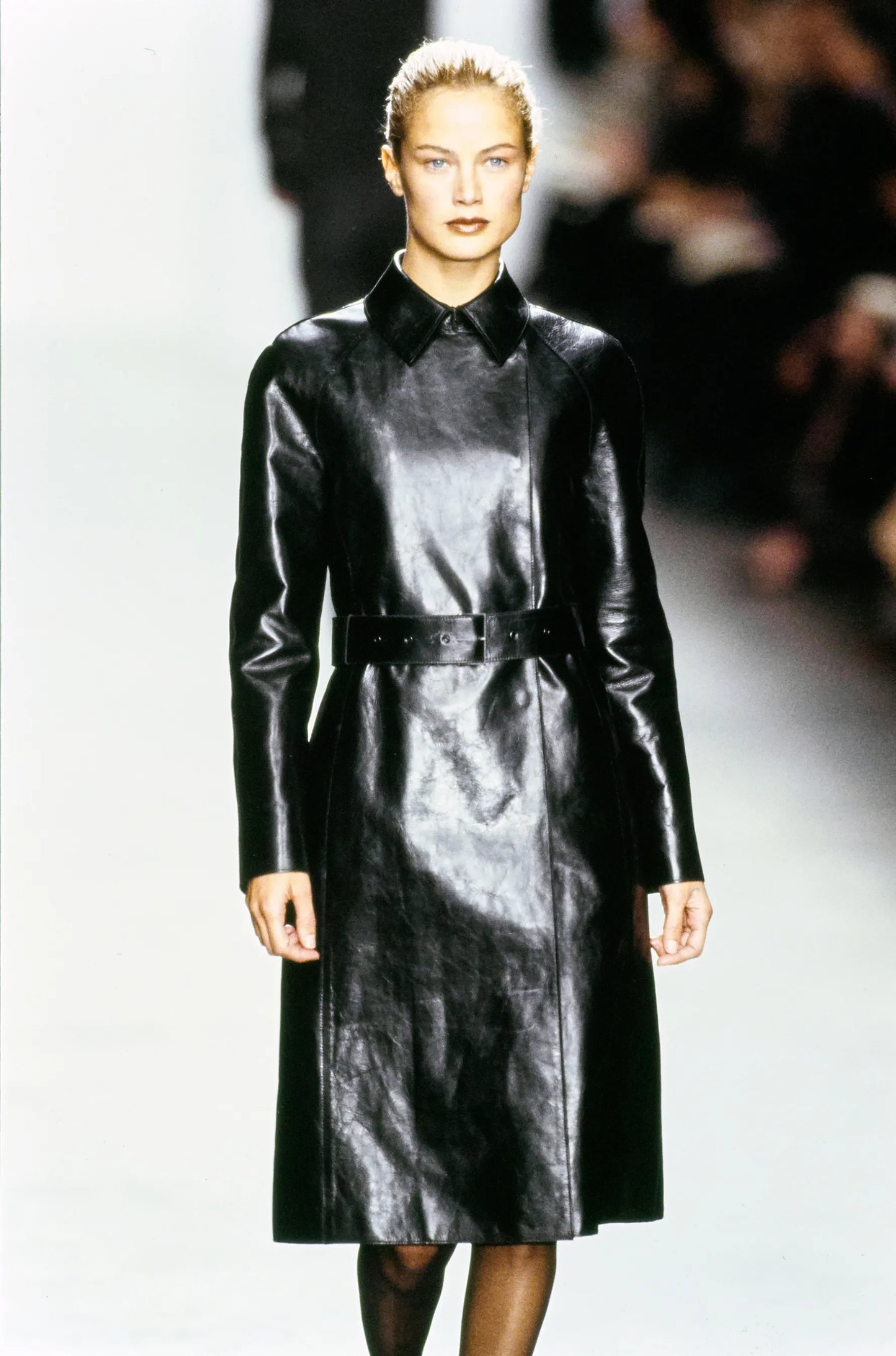 Vintage F/W 1999 Calvin Klein Collection Tan Leather Trench Coat / XS-S