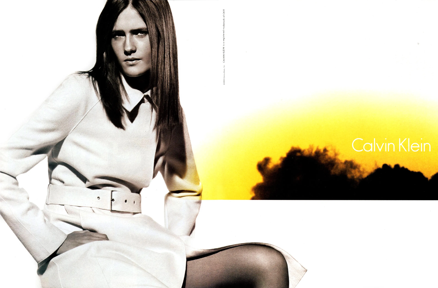 Vintage F/W 1999 Calvin Klein Collection Tan Leather Trench Coat / XS-S