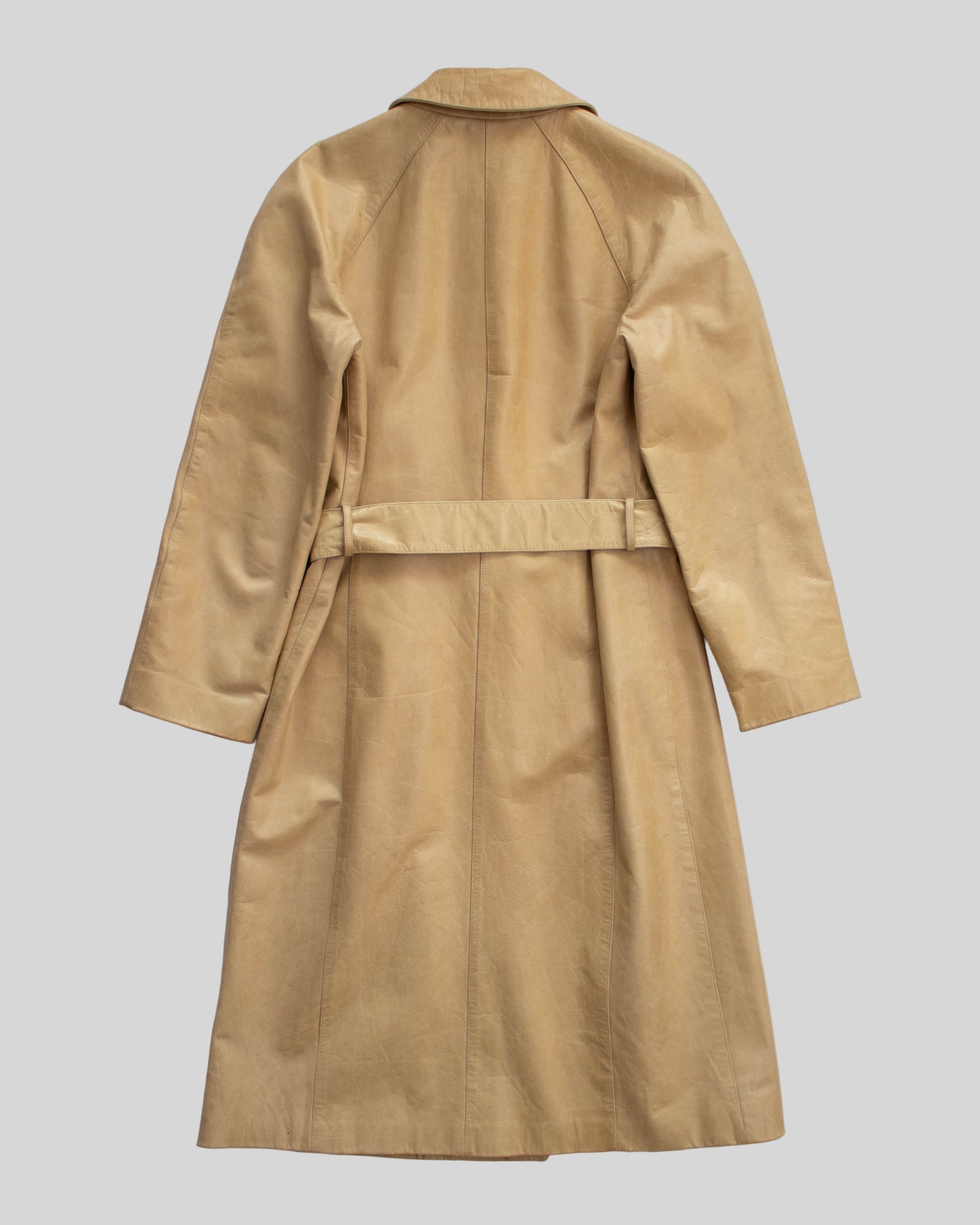 Vintage F/W 1999 Calvin Klein Collection Tan Leather Trench Coat / XS-S