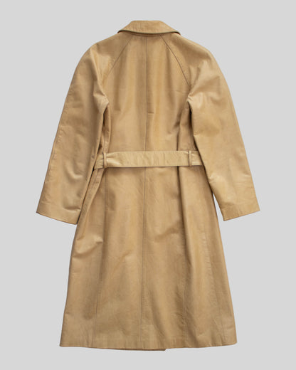 Vintage F/W 1999 Calvin Klein Collection Tan Leather Trench Coat / XS-S
