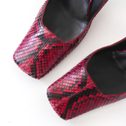 Vintage F/W 1999 Dolce&Gabbana Python Leather Snakeskin Square Toe Slingback Heels / 37.5 (US 7.5)