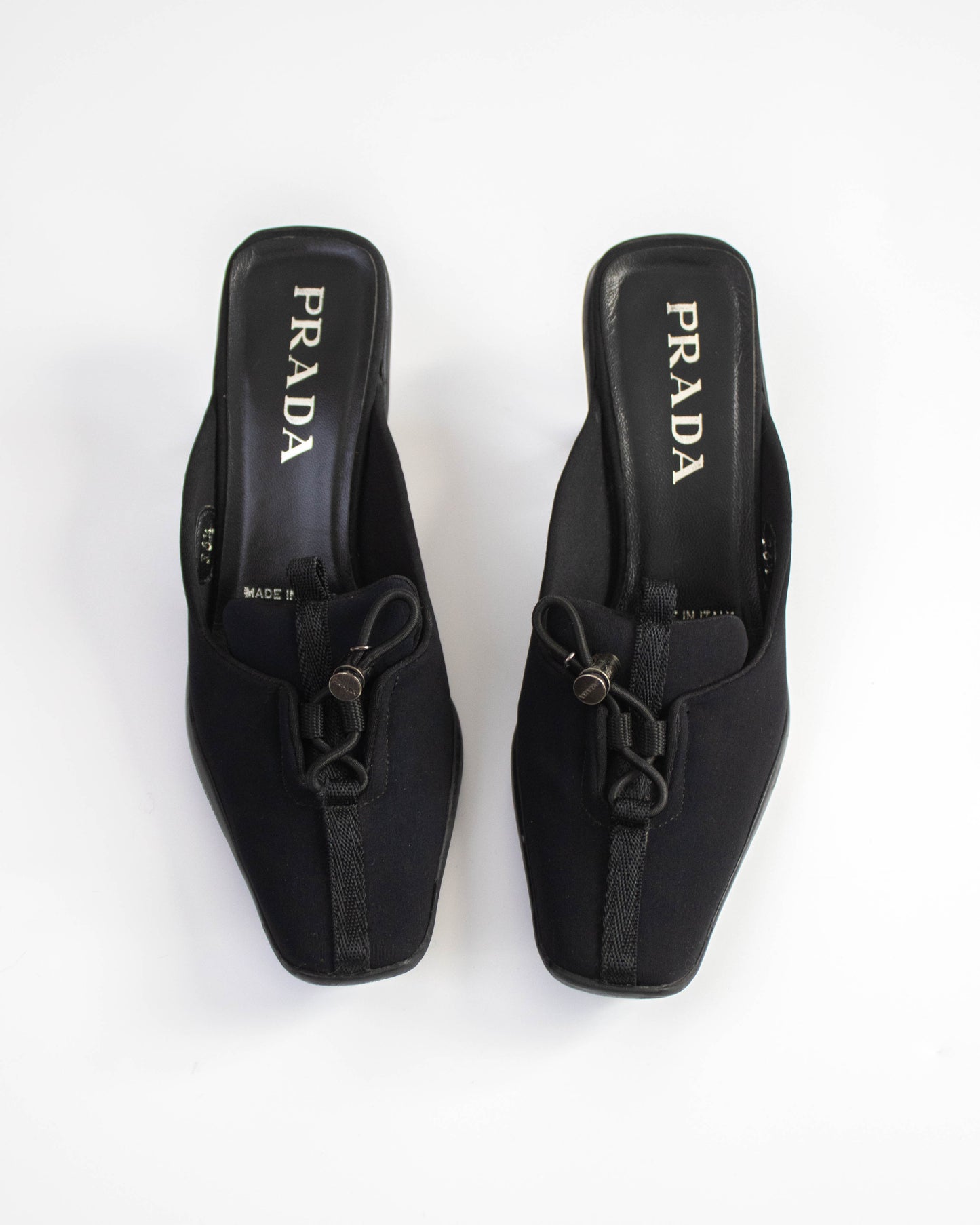 Vintage F/W 1999 Prada Black Nylon Kitten Heel Mules / 36.5 (US 6.5)