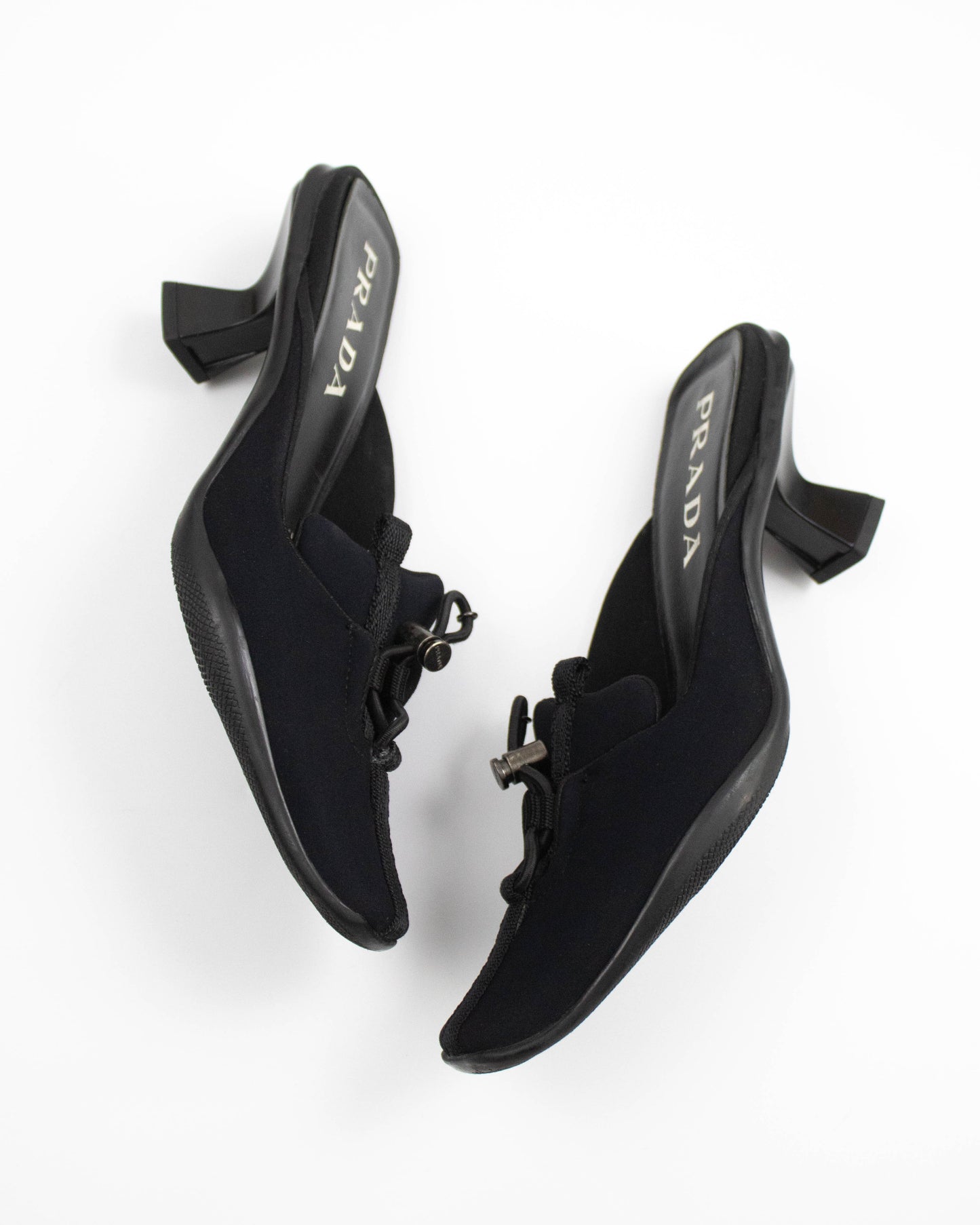 Vintage F/W 1999 Prada Black Nylon Kitten Heel Mules / 36.5 (US 6.5)