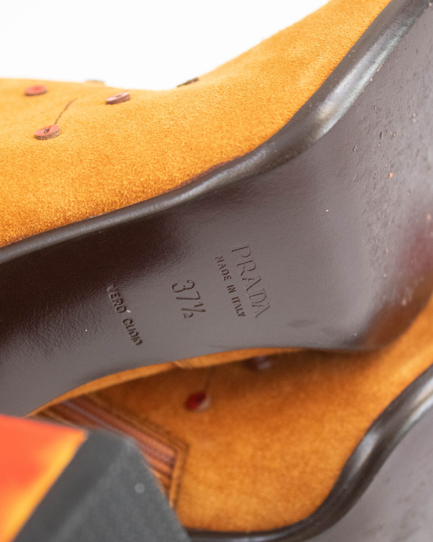 Vintage F/W 1999 Prada Leaves and Bugs Applique Suede Boots / 37.5 (US 7.5)