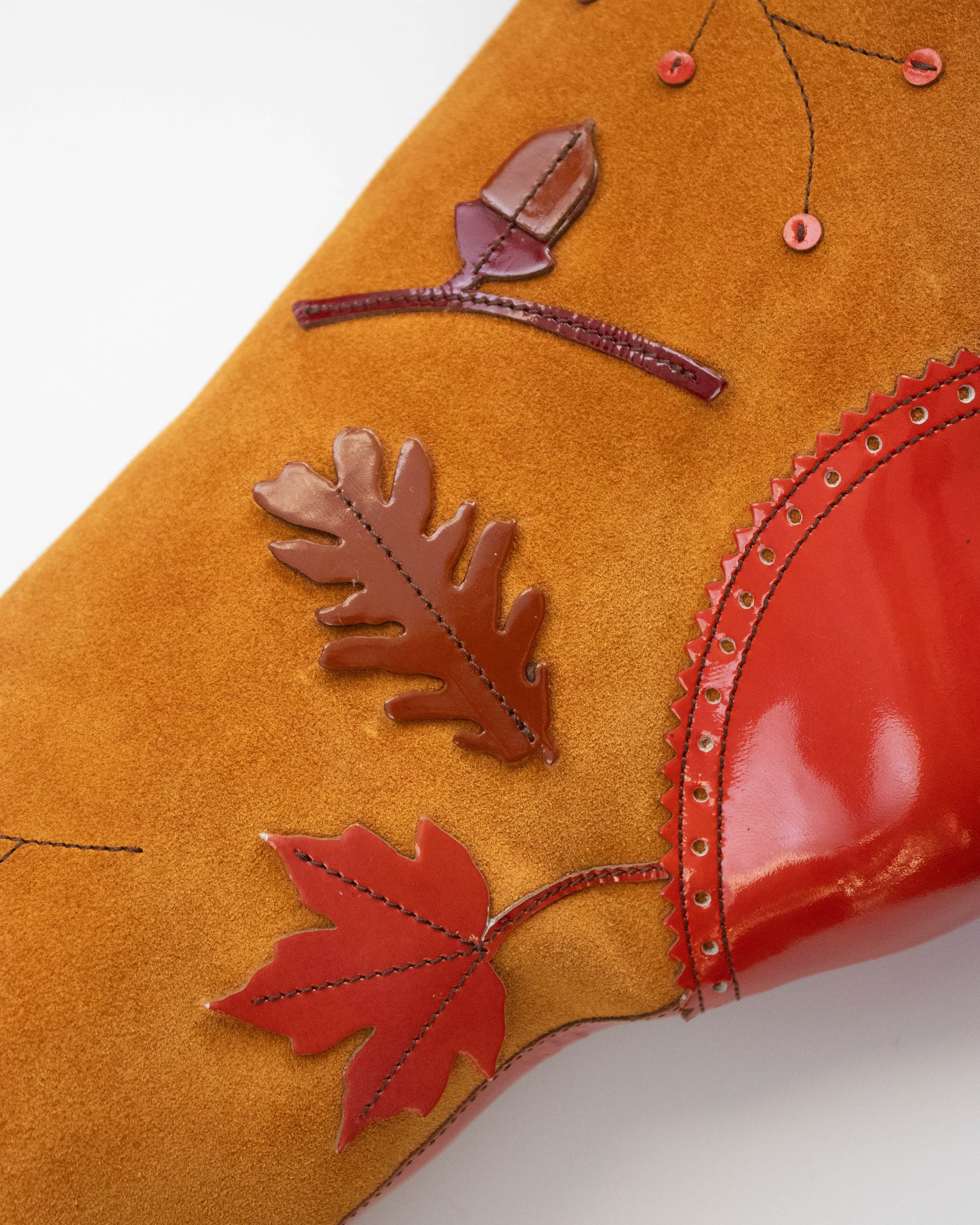 Vintage F/W 1999 Prada Leaves and Bugs Applique Suede Boots / 37.5 (US 7.5)