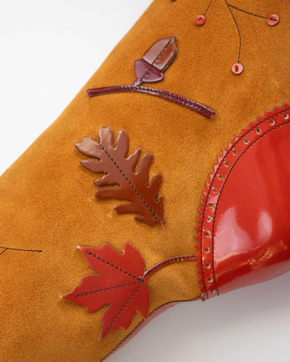 Vintage F/W 1999 Prada Leaves and Bugs Applique Suede Boots / 37.5 (US 7.5)