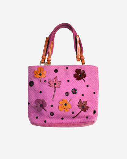 Vintage F/W 1999 Prada Pink Knit Leaf Applique Bag
