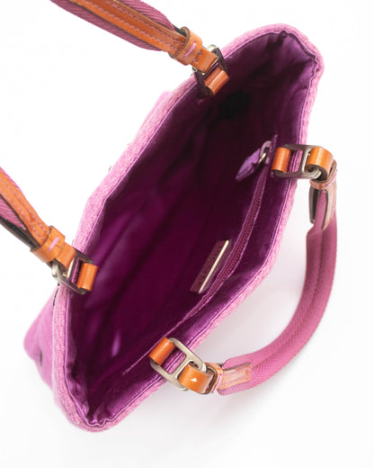 Vintage F/W 1999 Prada Pink Knit Leaf Applique Bag