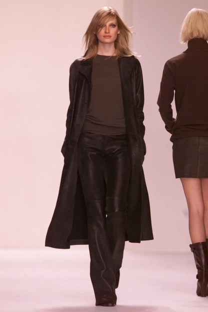 Vintage F/W 2001 Calvin Klein Collection Black Leather Trousers / 8 (M)