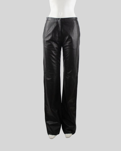 Vintage F/W 2001 Calvin Klein Collection Black Leather Trousers / 8 (M)
