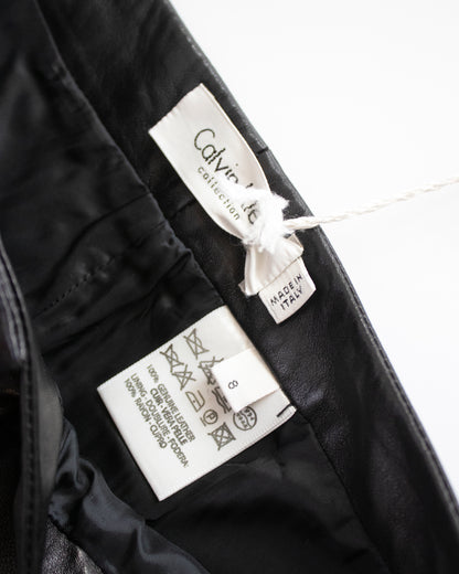 Vintage F/W 2001 Calvin Klein Collection Black Leather Trousers / 8 (M)