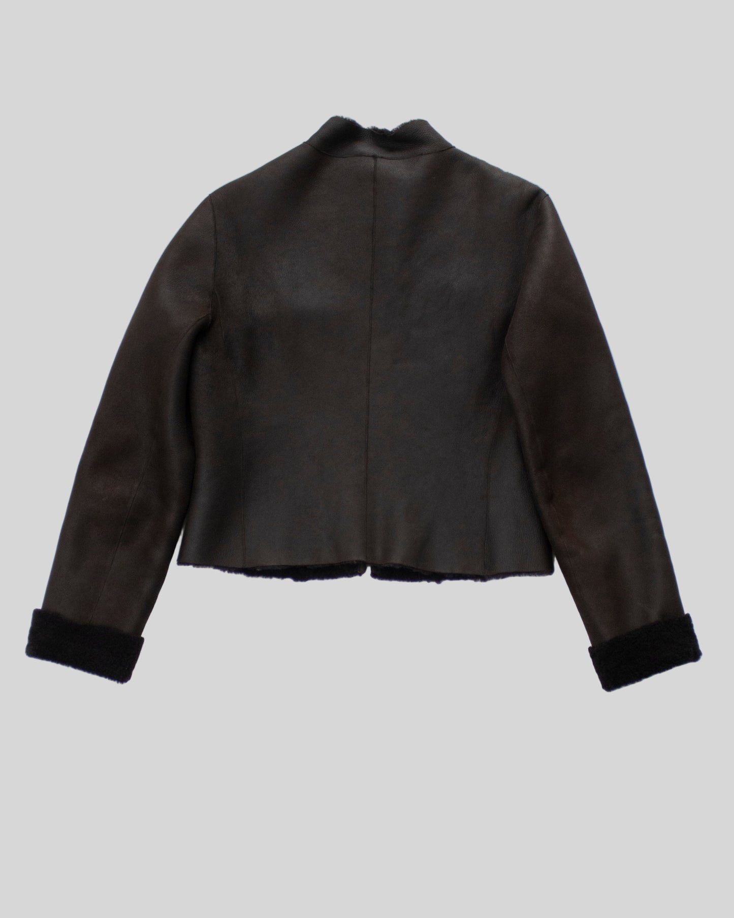 Vintage F/W 2001 Calvin Klein Collection Chocolate Brown Shearling Jacket / S-M