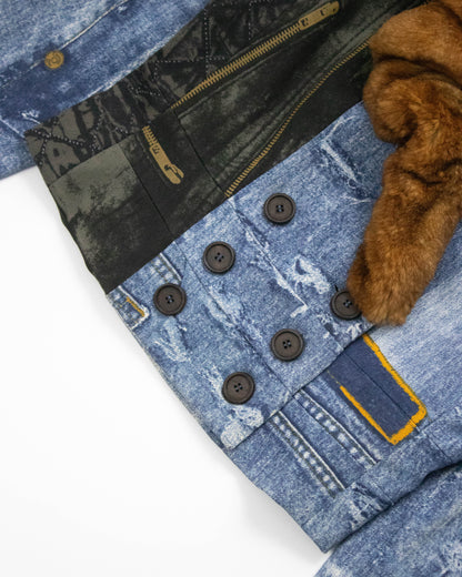 Vintage F/W 2001 Christian Dior by John Galliano Trompe L'Oeil Fur Collar Jacket / S