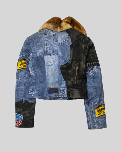 Vintage F/W 2001 Christian Dior by John Galliano Trompe L'Oeil Fur Collar Jacket / S