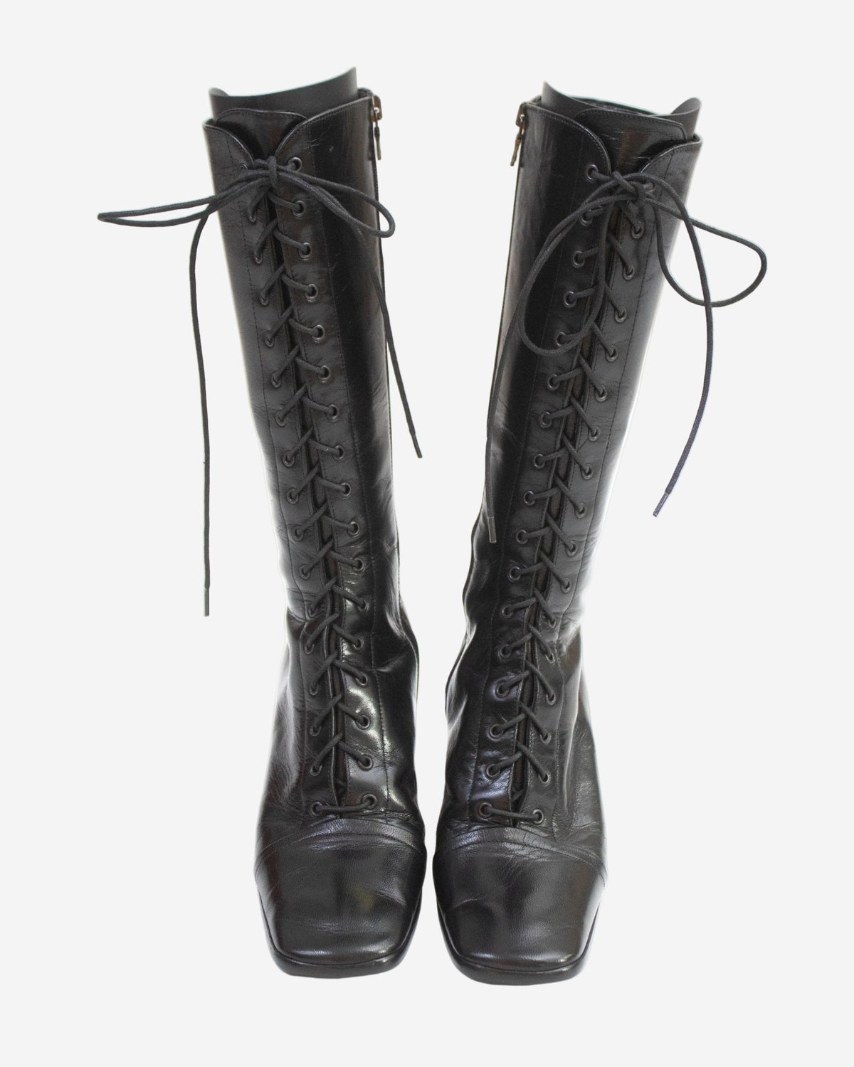 Vintage F/W 2001 Prada Black Lace Up Victorian Boots / 36.5 (US 6.5)