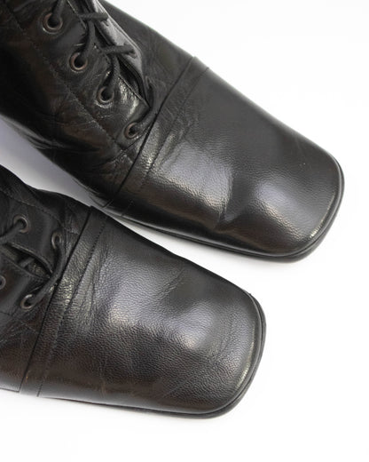 Vintage F/W 2001 Prada Black Lace Up Victorian Boots / 36.5 (US 6.5)