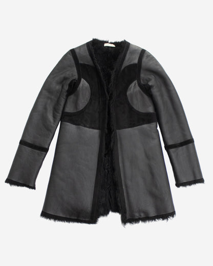 Vintage F/W 2002 Calvin Klein Collection Runway Black Shearling Coat / S