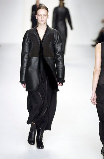 Vintage F/W 2002 Calvin Klein Collection Runway Black Shearling Coat / S