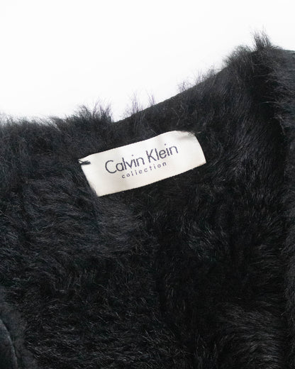 Vintage F/W 2002 Calvin Klein Collection Runway Black Shearling Coat / S