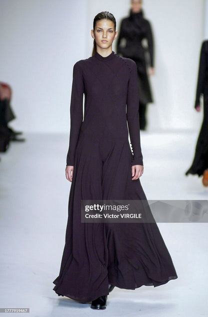 Vintage F/W 2002 Calvin Klein Collection Runway Black Silk Maxi Gown Dress / 8 (S-M)