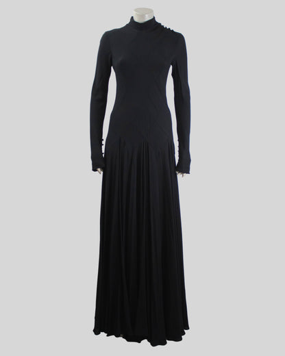 Vintage F/W 2002 Calvin Klein Collection Runway Black Silk Maxi Gown Dress / 8 (S-M)