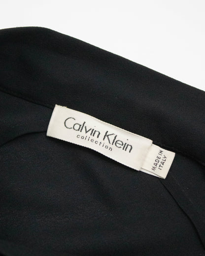 Vintage F/W 2002 Calvin Klein Collection Runway Black Silk Maxi Gown Dress / 8 (S-M)