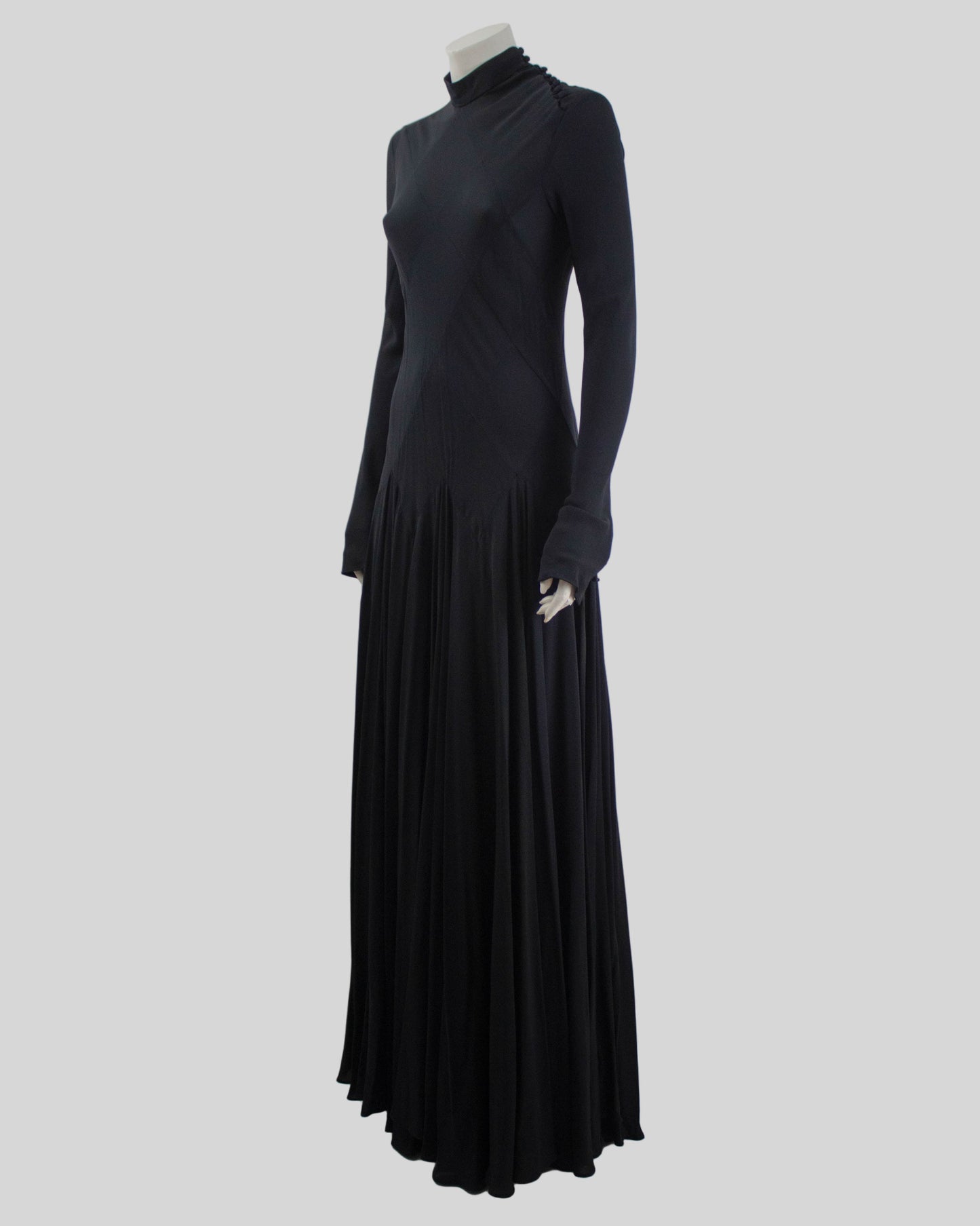 Vintage F/W 2002 Calvin Klein Collection Runway Black Silk Maxi Gown Dress / 8 (S-M)