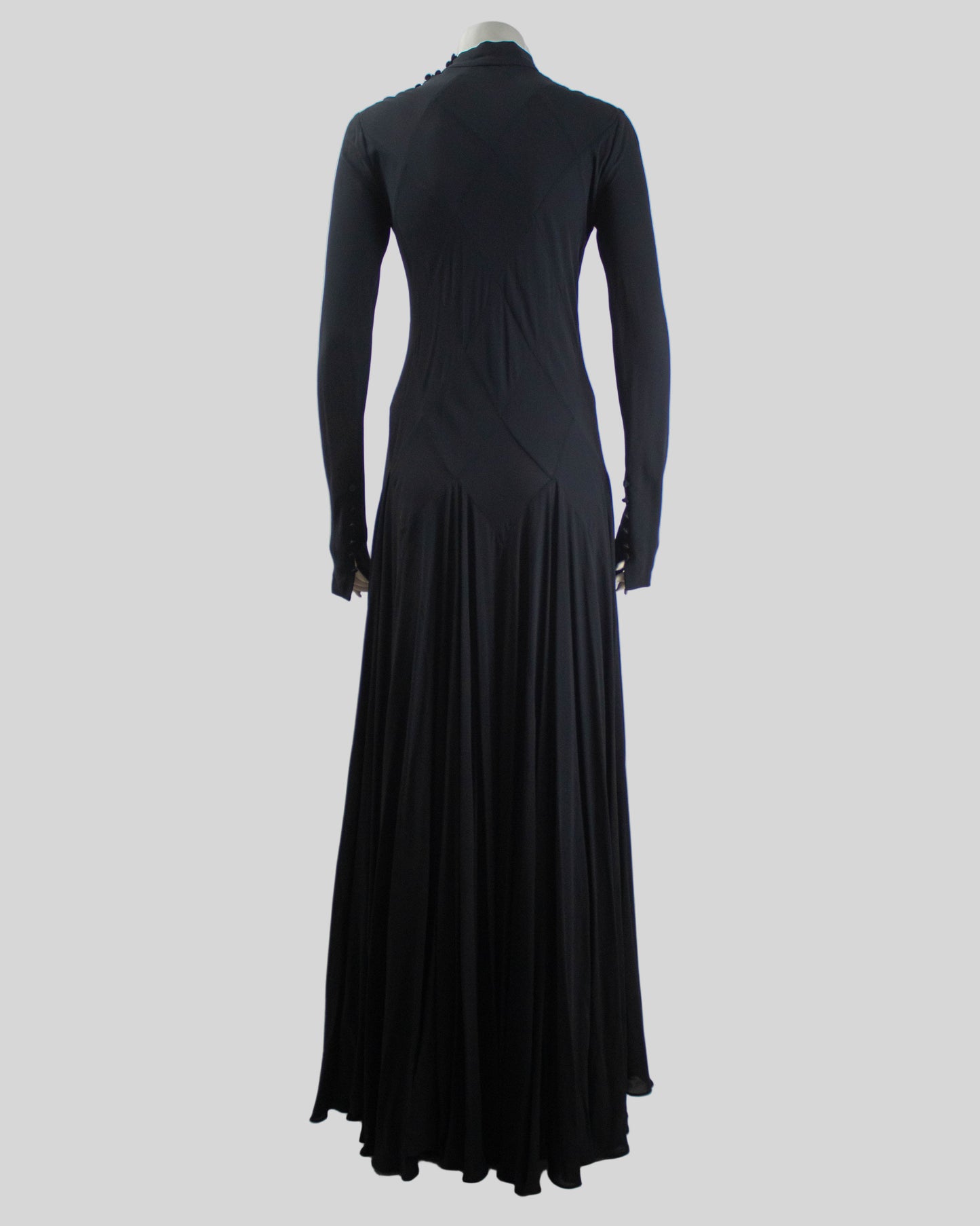 Vintage F/W 2002 Calvin Klein Collection Runway Black Silk Maxi Gown Dress / 8 (S-M)
