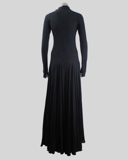 Vintage F/W 2002 Calvin Klein Collection Runway Black Silk Maxi Gown Dress / 8 (S-M)