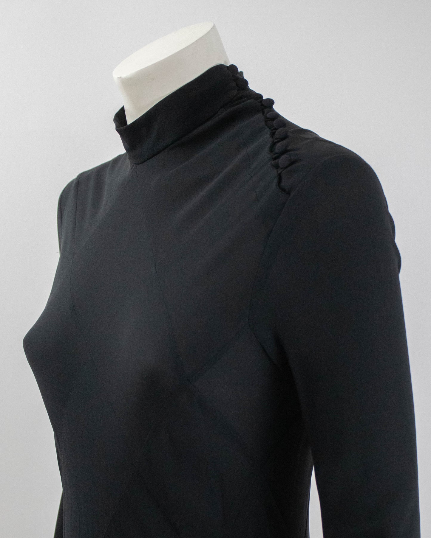 Vintage F/W 2002 Calvin Klein Collection Runway Black Silk Maxi Gown Dress / 8 (S-M)