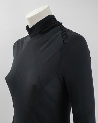 Vintage F/W 2002 Calvin Klein Collection Runway Black Silk Maxi Gown Dress / 8 (S-M)