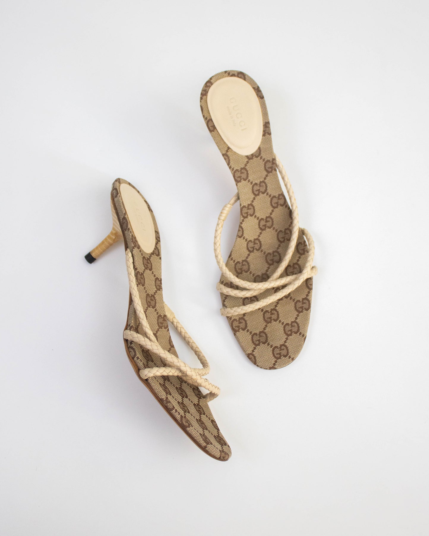 Vintage F/W 2002 Gucci Monogram Canvas Kitten Heel Mules / 40 (US 10)