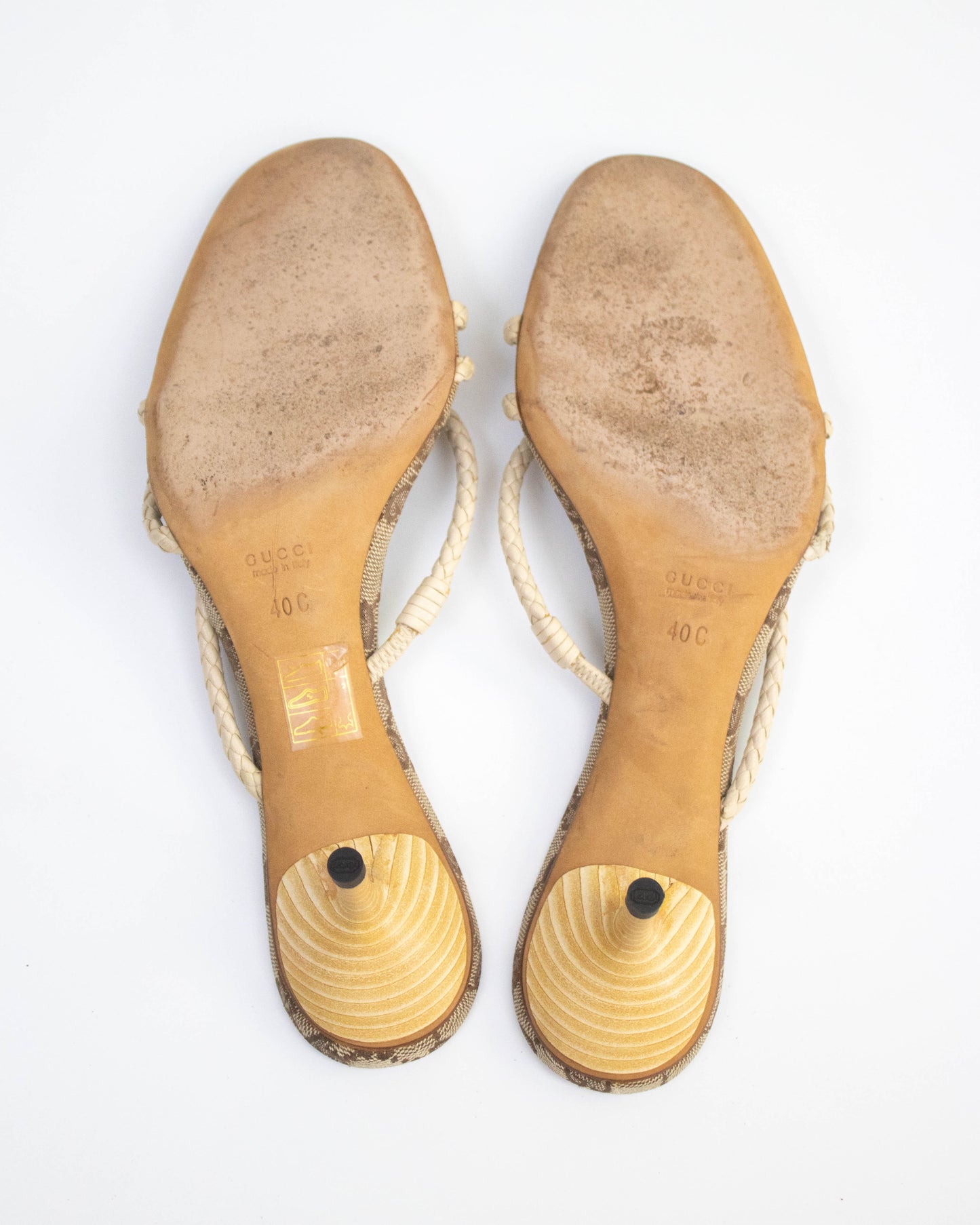 Vintage F/W 2002 Gucci Monogram Canvas Kitten Heel Mules / 40 (US 10)