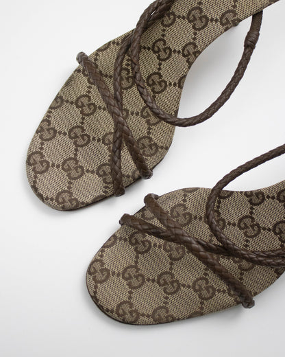 Vintage F/W 2002 Gucci by Tom Ford Monogram Braided Leather Mule Heels / 39 (US 9)