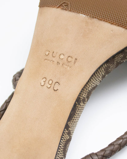 Vintage F/W 2002 Gucci by Tom Ford Monogram Braided Leather Mule Heels / 39 (US 9)