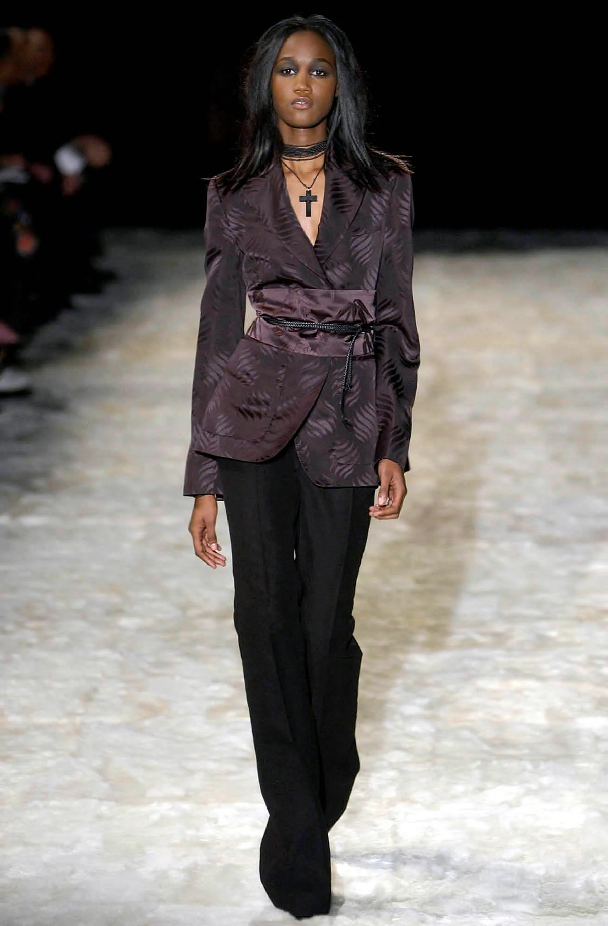 Vintage F/W 2002 Gucci by Tom Ford Purple Silk Jacquard Blazer / IT 40 (XS-S)