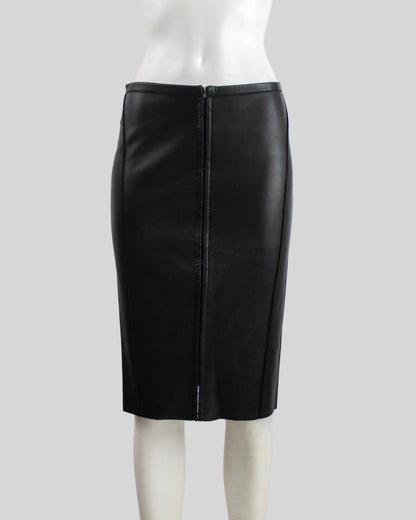 Vintage F/W 2003 Calvin Klein Collection Black Leather Skirt / XS-S